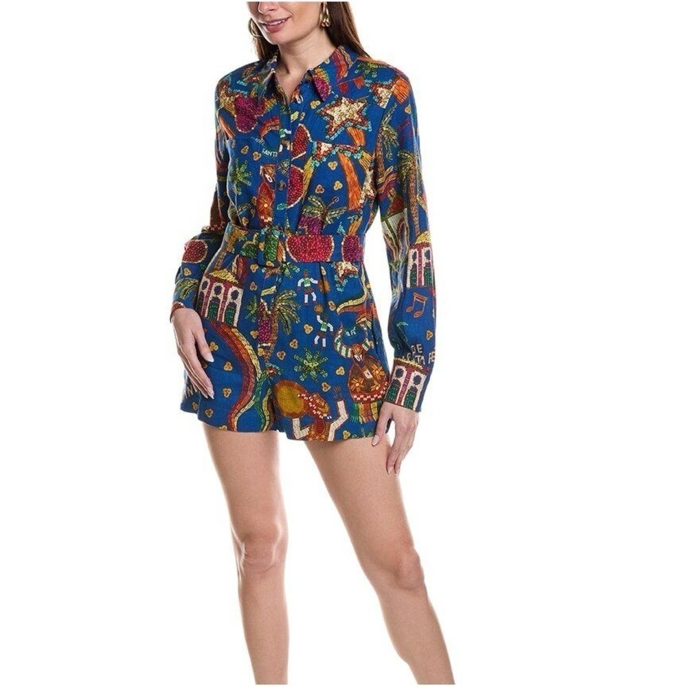 Farm Rio Folk Party Long Sleeve Mini Dress